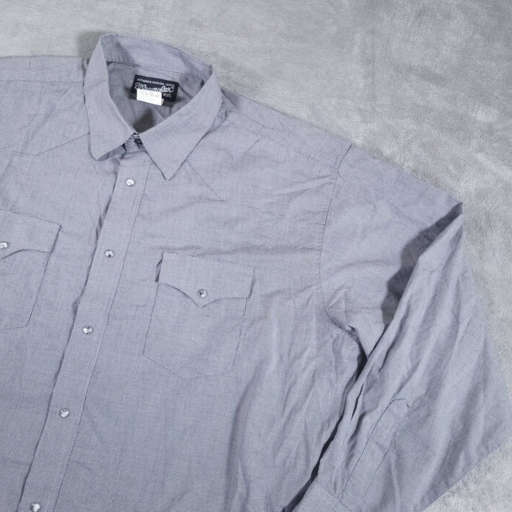 Wrangler Shirt Mens 2XL Pearl Snap‎ Gray Long Sleeve Western Rodeo Cowboy
